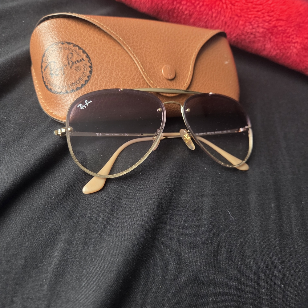 Ray-Ban Gold and Brown Aviator Sunglasses